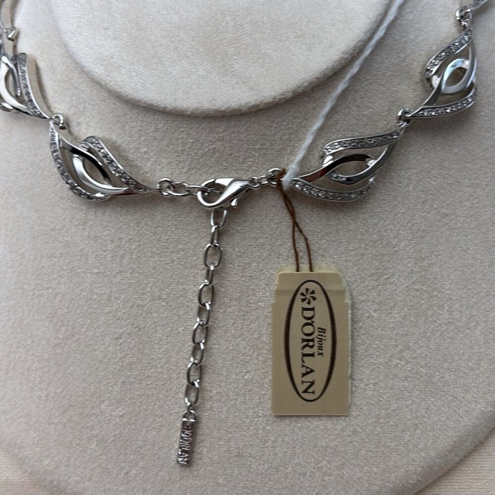 D’Orlan Rhodium Plated Necklace with Swarovski Crystals 16-18” - Picture 3 of 3